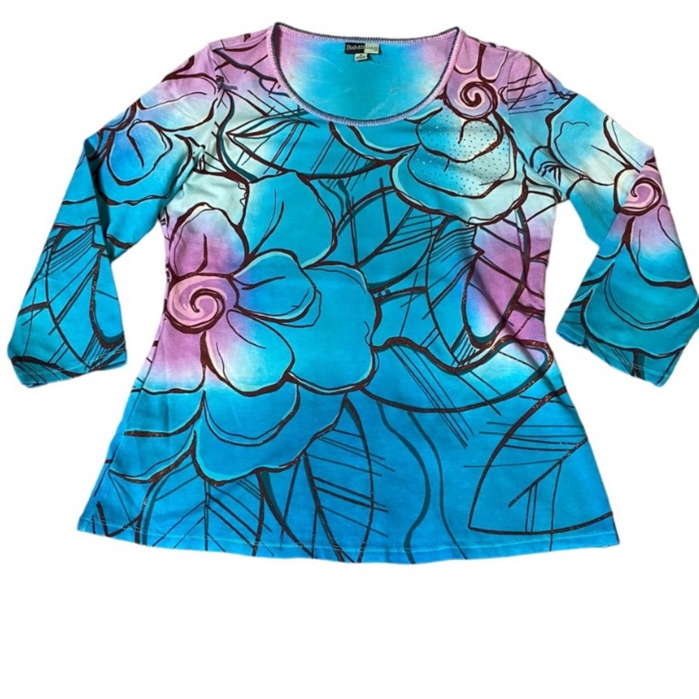Tie Dye Floral Embellished Blouse